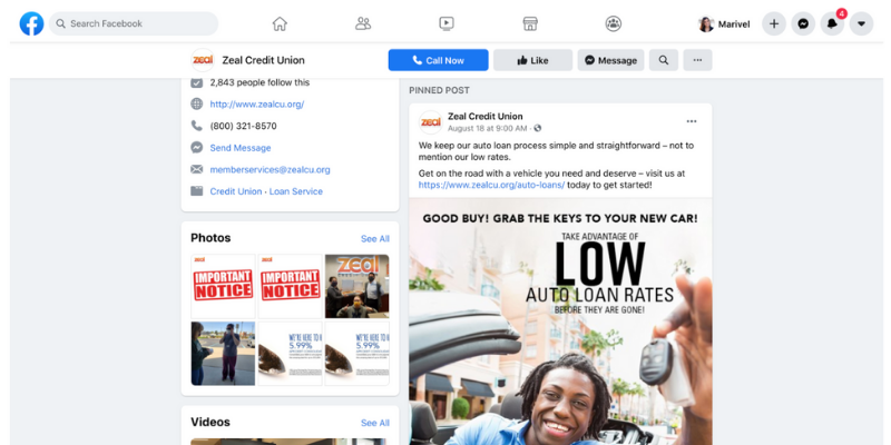 Imagen de la publicacion fijada de un negocio en Facebook.