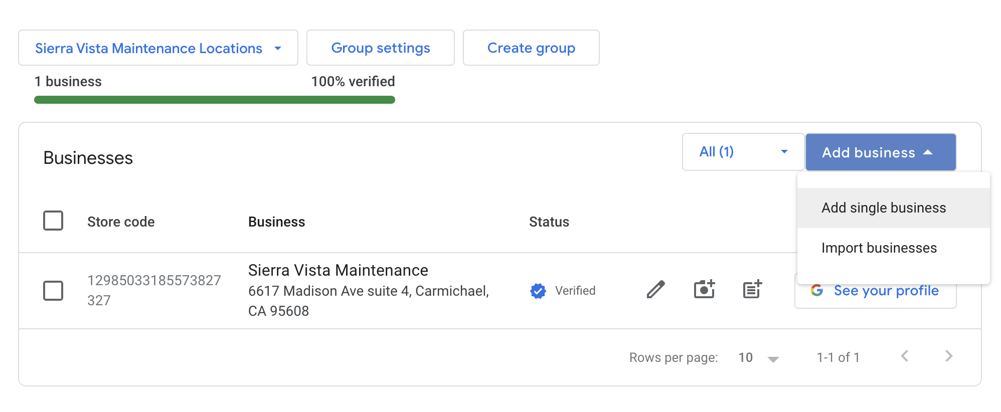 add a single business