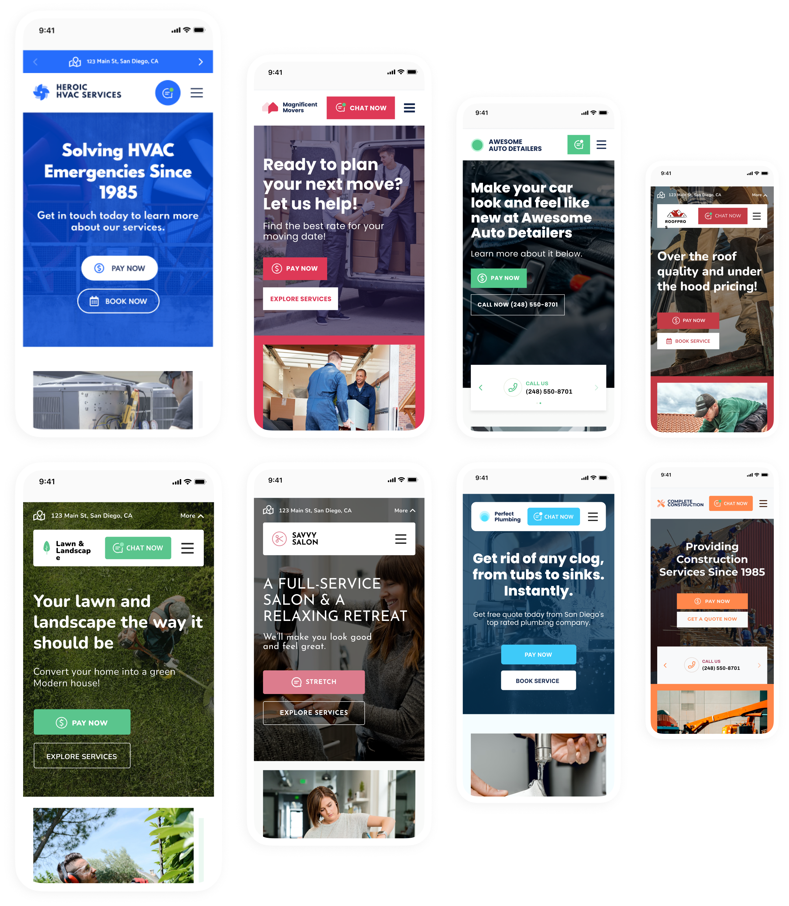 Ejemplos de sitios web de GoSite.