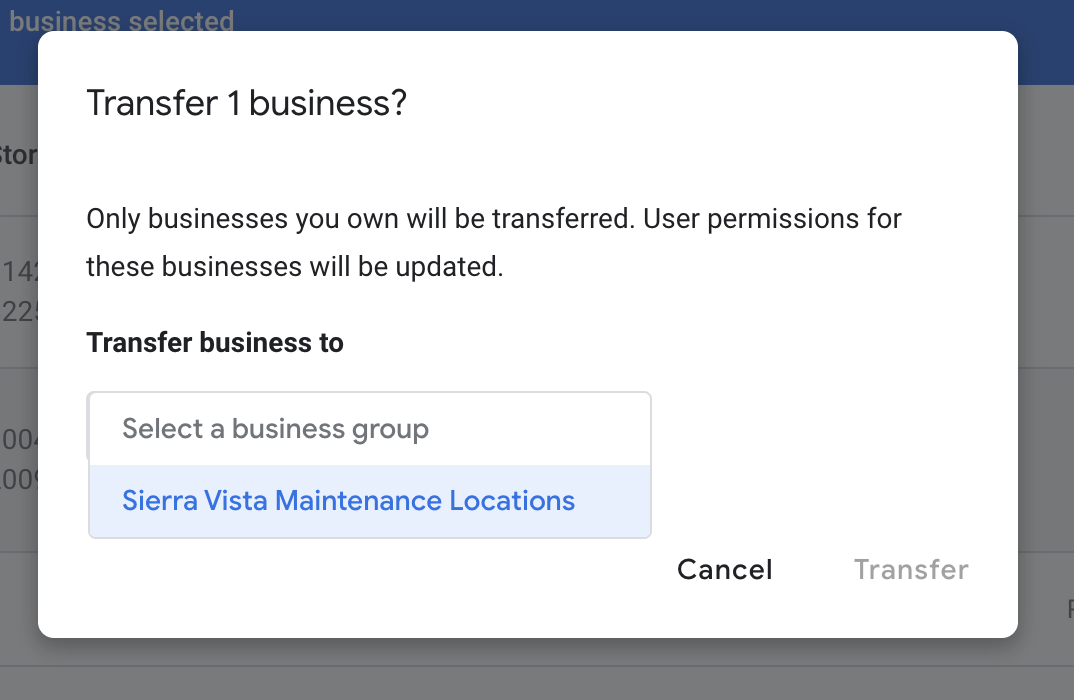 transfer business to group